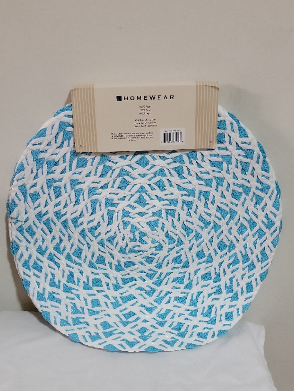 HomeWear Round Blue & White Woven Placemat - Set of 6 - Picture 4 of 8